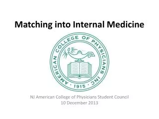 Matching into Internal Medicine