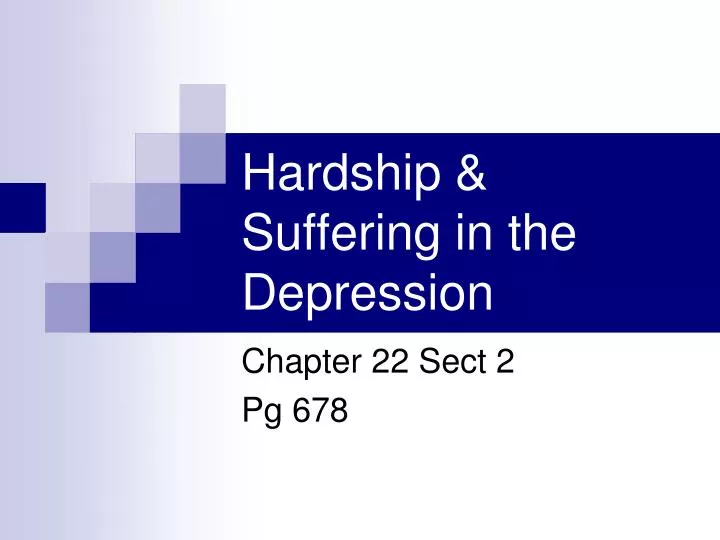 hardship suffering in the depression