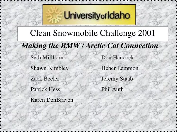clean snowmobile challenge 2001