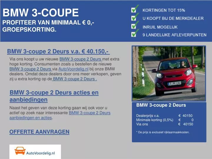 bmw 3 coupe profiteer van minimaal 0 groepskorting