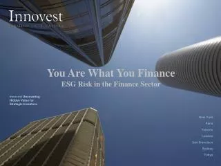 You Are What You Finance ESG Risk in the Finance Sector