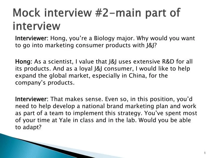 mock interview 2 main part of interview