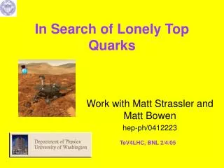 In Search of Lonely Top Quarks