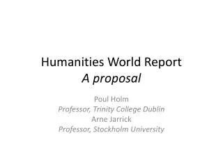 Humanities World Report A proposal