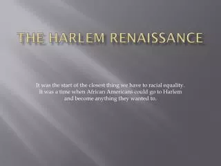 the harlem renaissance