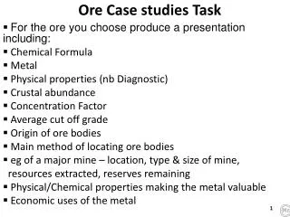 Ore Case studies Task