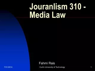 Jouranlism 310 - Media Law