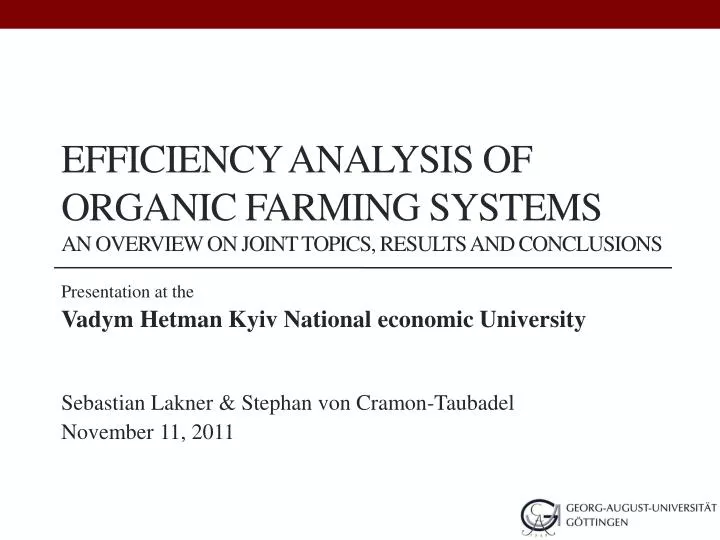 efficiency analysis of organic farming systems an overview on joint topics results and conclusions