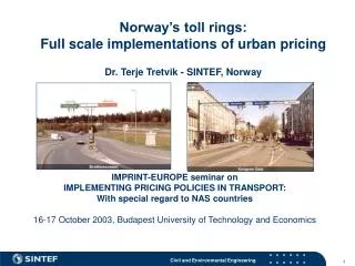 IMPRINT-EUROPE seminar on IMPLEMENTING PRICING POLICIES IN TRANSPORT: