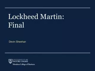 Lockheed Martin: Final