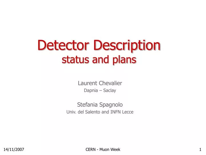 detector description status and plans