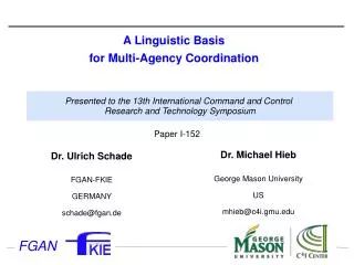 A Linguistic Basis for Multi-Agency Coordination