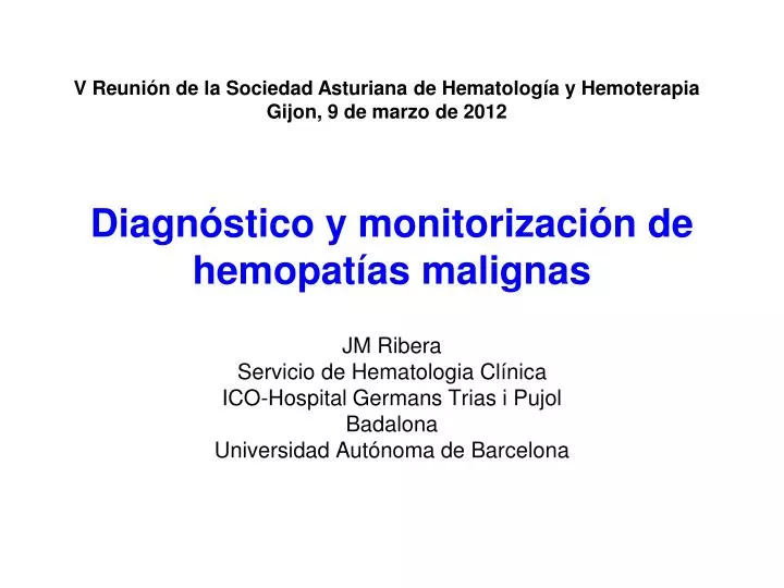 diagn stico y monitorizaci n de hemopat as malignas