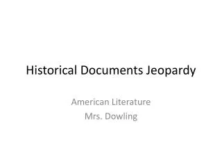 Historical Documents Jeopardy