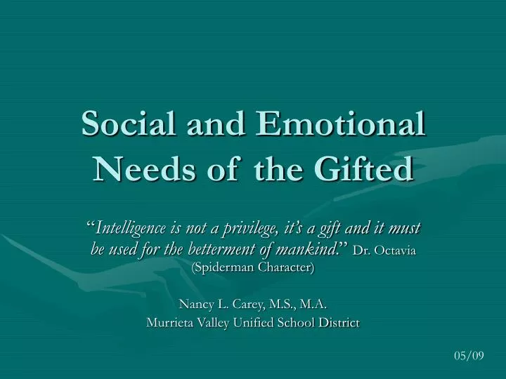 social and emotional needs of the gifted
