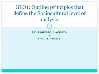 GLO1: Outline principles that define the Sociocultural level of analysis.
