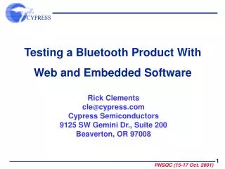 Testing a Bluetooth Product With Web and Embedded Software