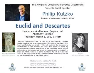 The Allegheny College Mathematics Department Presents Guest Speaker Philip Kutzko