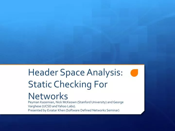 header space analysis static checking for networks