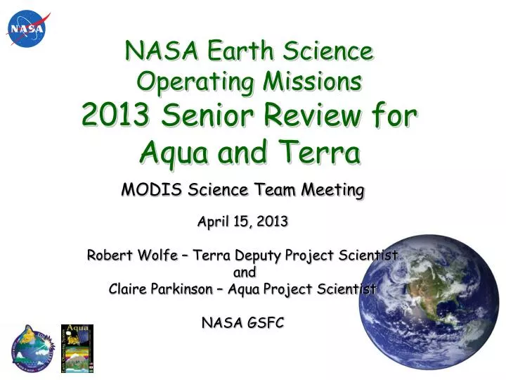 nasa earth science operating missions 2013 senior review for aqua and terra