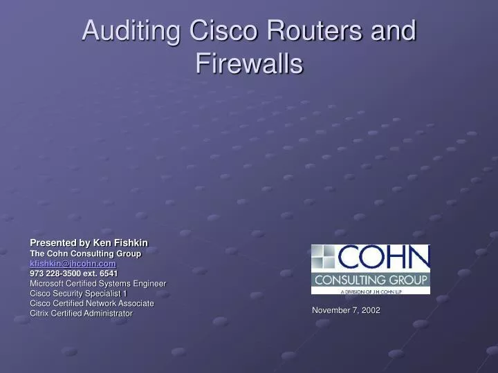 auditing cisco routers and firewalls