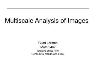 Multiscale Analysis of Images
