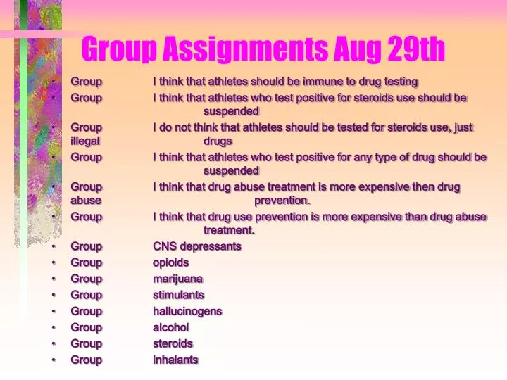 group assignments aug 29th
