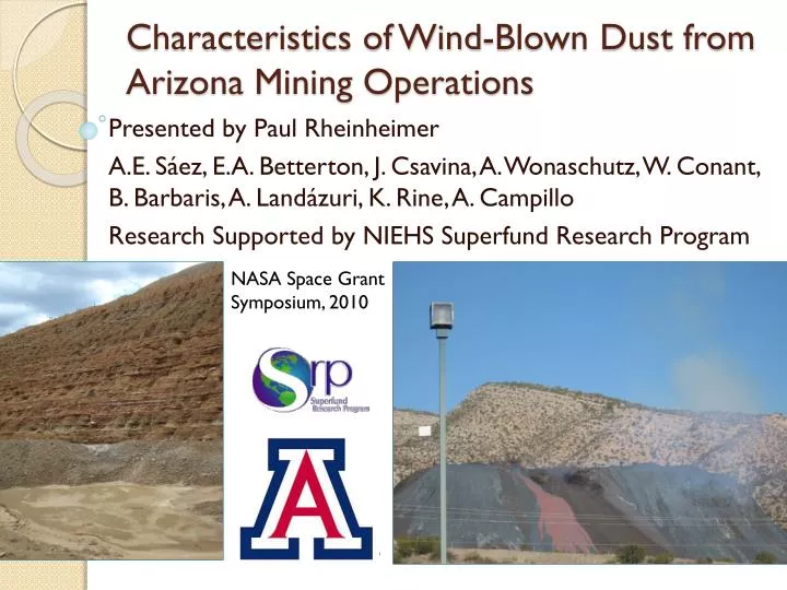 characteristics of wind blown dust from arizona mining operations