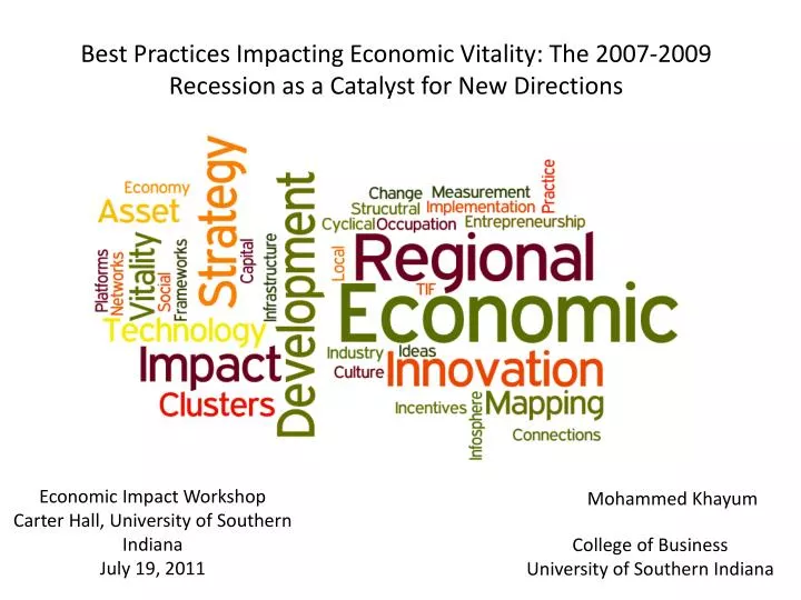 best practices impacting economic vitality the 2007 2009 recession as a catalyst for new directions