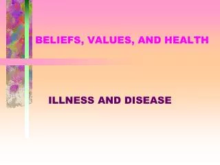 BELIEFS, VALUES, AND HEALTH
