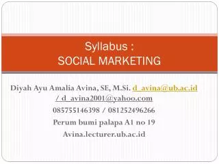 Syllabus : SOCIAL MARKETING