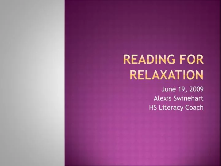reading for relaxation
