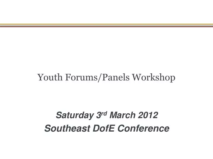 youth forums panels workshop