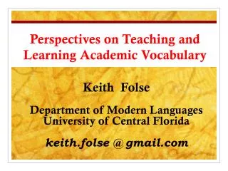 Perspectives on Teaching and Learning Academic Vocabulary