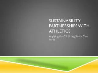 Sustainability Partnerships with Athletics