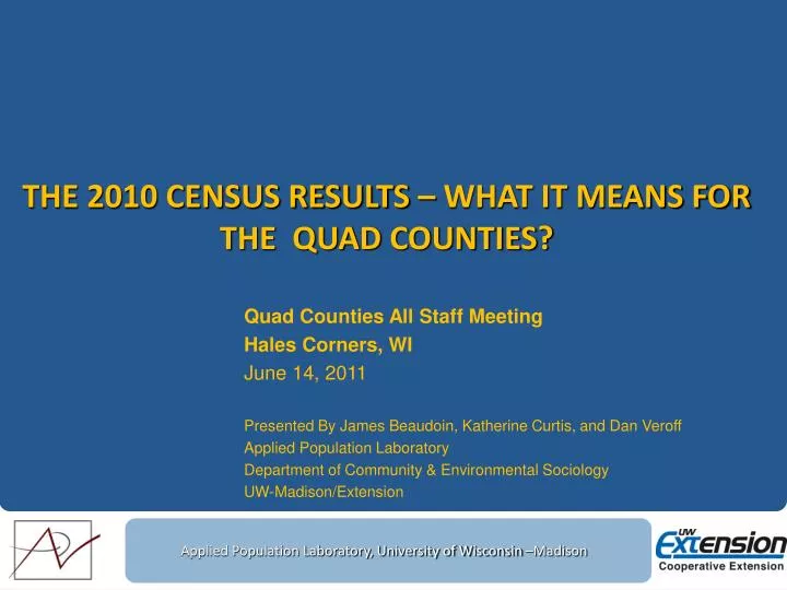 the 2010 census results what it means for the quad counties