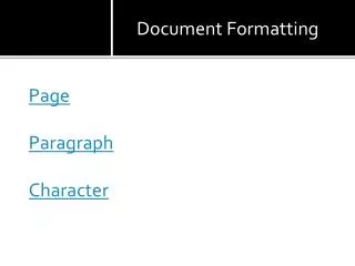 Page Paragraph Character