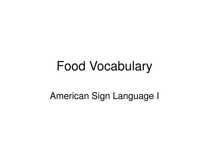 food vocabulary