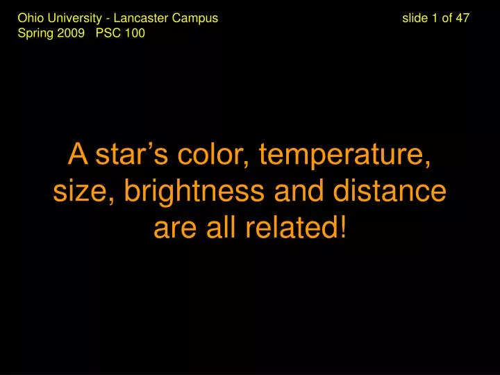 a star s color temperature size brightness and distance are all related