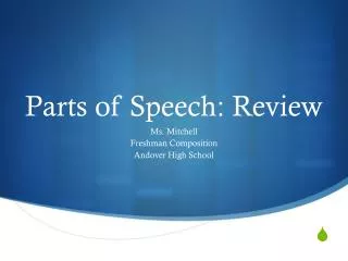 Parts of Speech: Review