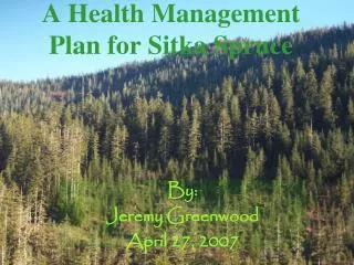 A Health Management Plan for Sitka Spruce
