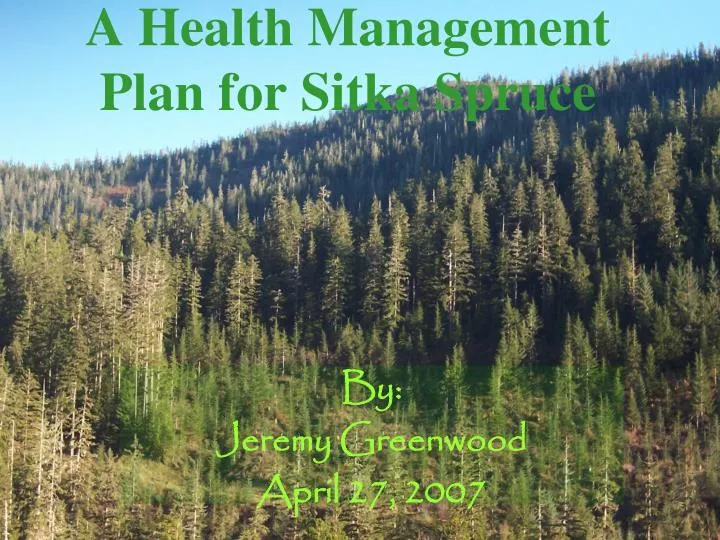 a health management plan for sitka spruce