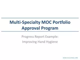 Multi-Specialty MOC Portfolio Approval Program