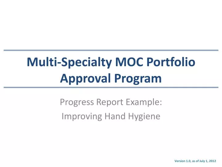 multi specialty moc portfolio approval program