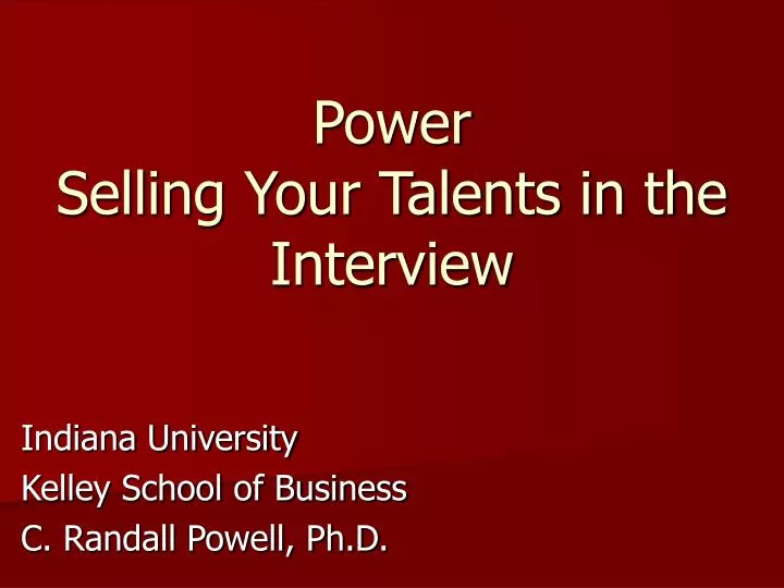 power selling your talents in the interview