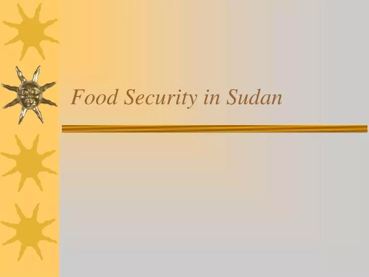 food security in sudan