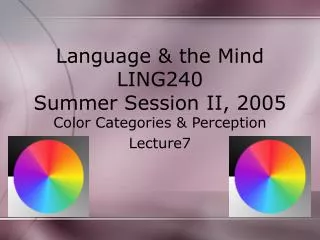 Language &amp; the Mind LING240 Summer Session II, 2005
