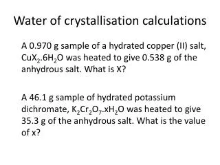 Water of crystallisation calculations