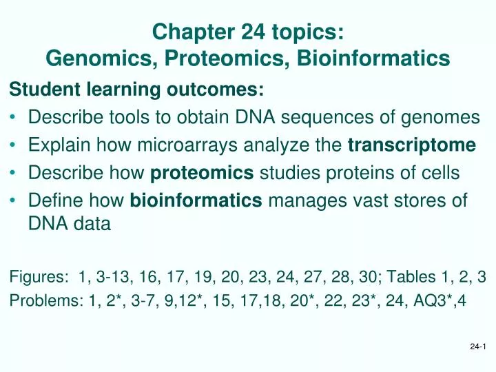 chapter 24 topics genomics proteomics bioinformatics
