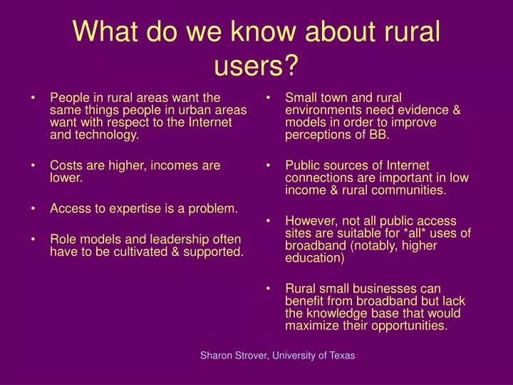 what do we know about rural users